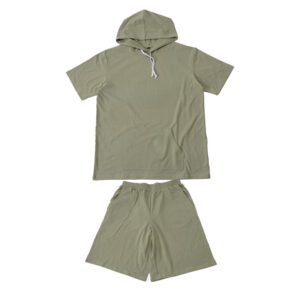 Summer Lightweight Cotton Jersey Men’s Activewear Set – Short Sleeve Hoodie & Shorts
